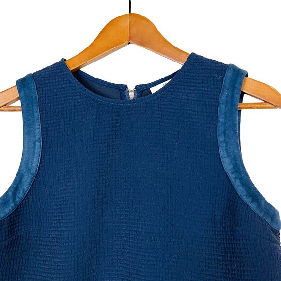 Waverly Grey Crop Zip Back Shell Top Blouse Sleeveless Navy - 4 - Picture 2 of 5